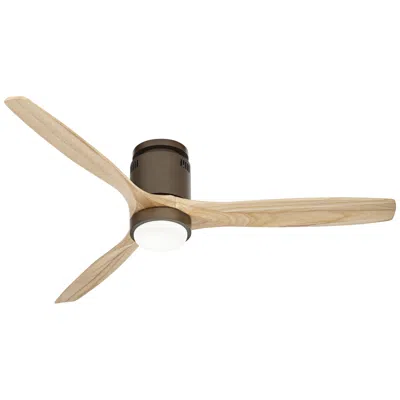 Casa Vieja 52" Windspun Bronze And Wood Blades Led Dc Hugger Fan With Remote