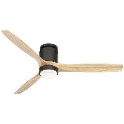 Casa Vieja 52" Windspun Matte Black-natural Led Dc Hugger Ceiling Fan With Remote