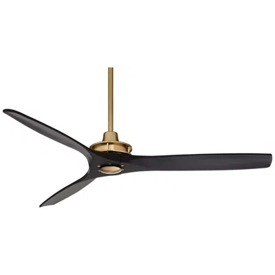 Casa Vieja 52" Windspun Soft Brass And Matte Black Ceiling Fan With Remote