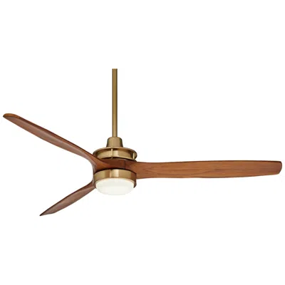 Casa Vieja 52" Windspun Soft Brass And Walnut Led Ceiling Fan With Remote