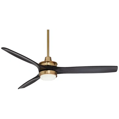 Casa Vieja 52" Windspun Soft Brass Matte Black Led Ceiling Fan With Remote