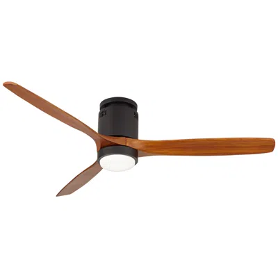 Casa Vieja 52" Windspun Walnut Matte Black Led Dc Hugger Ceiling Fan With Remote