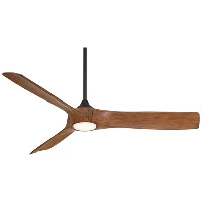 Casa Vieja 54"  Kona Wind Matte Black And Koa Led Dc Damp Ceiling Fan
