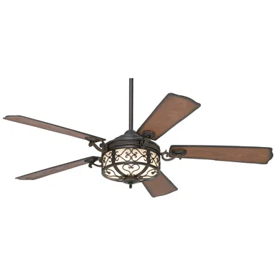 Casa Vieja 54" Hermitage Led Golden Forged Damp Rated Ceiling Fan With Remote