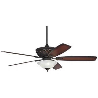 Casa Vieja 60" Casa Montego Bronze Alabaster Glass Led Pull Chain Ceiling Fan