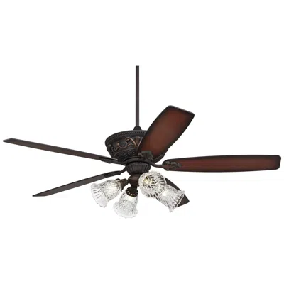Casa Vieja 60" Casa Montego™ Bronze Clear Glass Teak Led Ceiling Fan