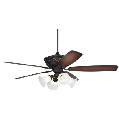 Casa Vieja 60" Casa Montego™ Bronze Marbleized Glass Teak Led Ceiling Fan