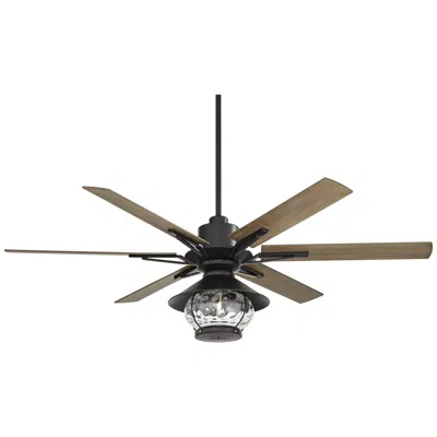 Casa Vieja 60"  Expedition Matte Black Lantern Damp Led Ceiling Fan