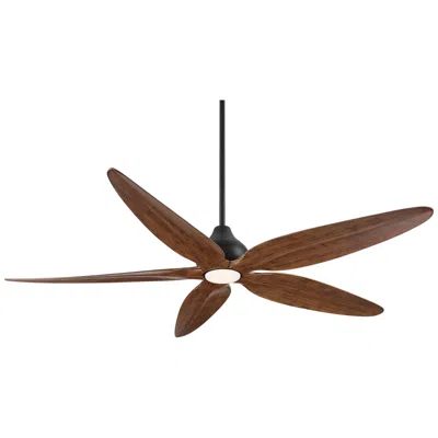 Casa Vieja 60"  Lotus Bay Black And Walnut Damp Remote Led Ceiling Fan