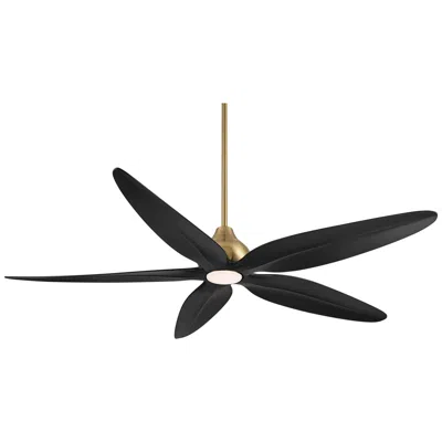 Casa Vieja 60"  Lotus Bay Brass And Black Damp Remote Led Ceiling Fan