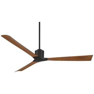 Casa Vieja 60"  Lume Matte Black And Koa Damp Ceiling Fan With Remote