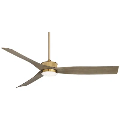 Casa Vieja 60"  Montage Soft Brass Led Damp Rated Fan With Remote