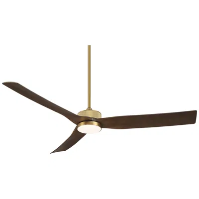Casa Vieja 60"  Montage Soft Brass Led Damp Rated Fan With Remote