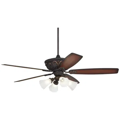 Casa Vieja 60"  Montego Bronze Frosted Glass Teak Led Ceiling Fan