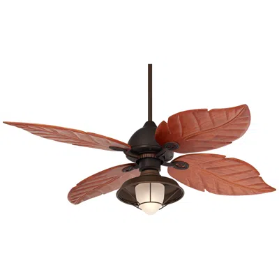 Casa Vieja 60"  Oak Creek Frosted Glass Damp Led Pull Chain Ceiling Fan