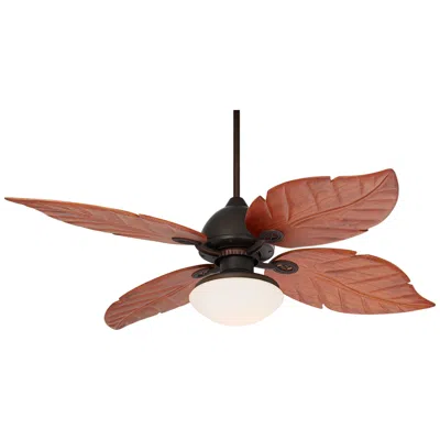 Casa Vieja 60"  Oak Creek White Glass Damp Led Pull Chain Ceiling Fan