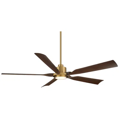 Casa Vieja 60"  Stonebrook Soft Brass And Walnut Damp Led Ceiling Fan