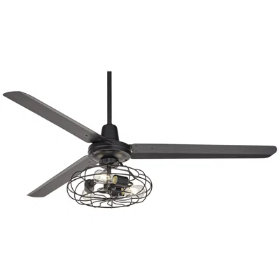 Casa Vieja 60"  Turbina Matte Black Cage Light Ceiling Fan With Remote