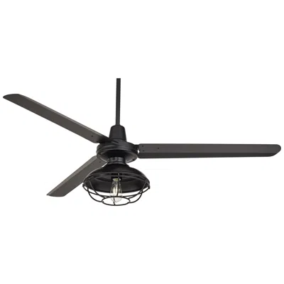 Casa Vieja 60"  Turbina Matte Black Damp Cage Ceiling Fan With Remote