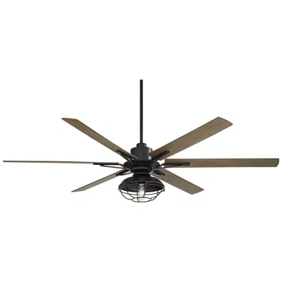 Casa Vieja 72"  Expedition Black Cage Led Large Damp Fan With Remote