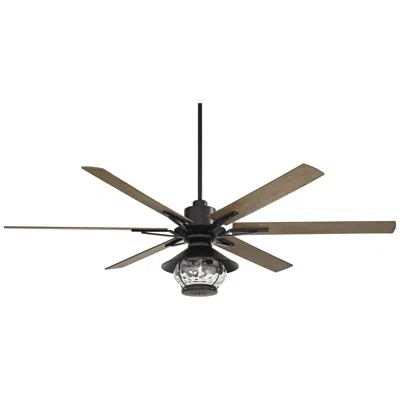 Casa Vieja 72"  Expedition Black Lantern Led  Damp Fan With Remote