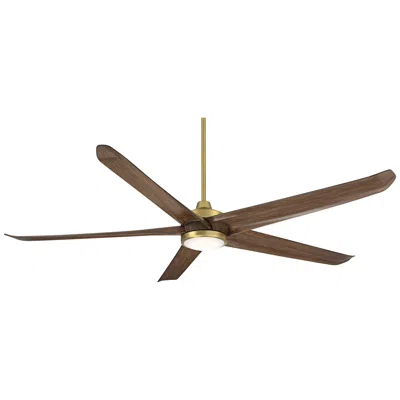 Casa Vieja 72"  Forma Brass Dark Wood Led Indoor/outdoor Ceiling Fan In Brown