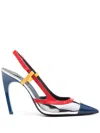 Casablanca Pumps In Multicolor Leather In Silver