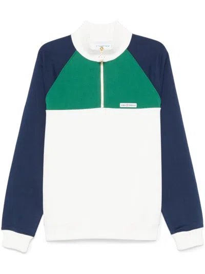 Casablanca Multicolor Quarter Zip Sweatshirt In Grenavywht