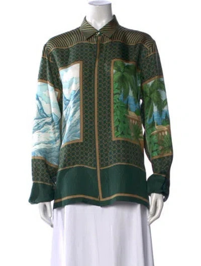Pre-owned Casablanca 2020 Silk Top In Green