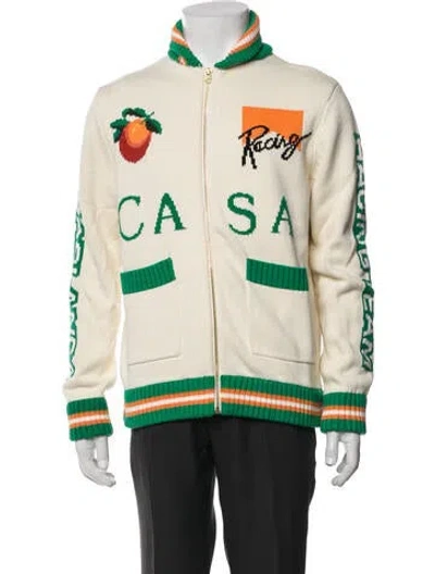 Pre-owned Casablanca 2021 Graphic Print Cardigan In Green/neutrals