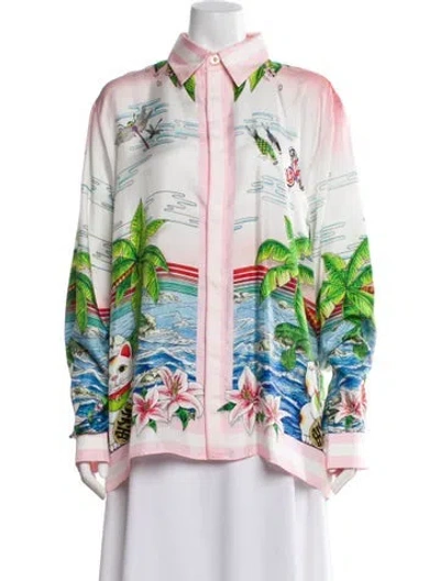 Pre-owned Casablanca 2021 Long Sleeve Silk Shirt Top In Multi