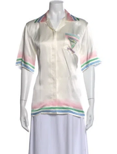 Pre-owned Casablanca 2022 Silk Button-up Top In Neutral