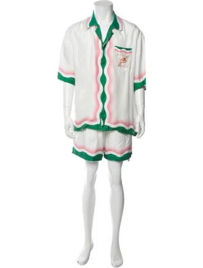 Pre-owned Casablanca 2022 Silk Lounge Bottoms In White