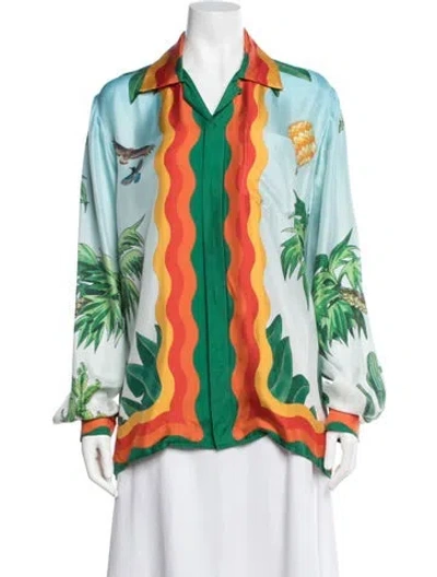 Pre-owned Casablanca 2022 Silk Top In Green