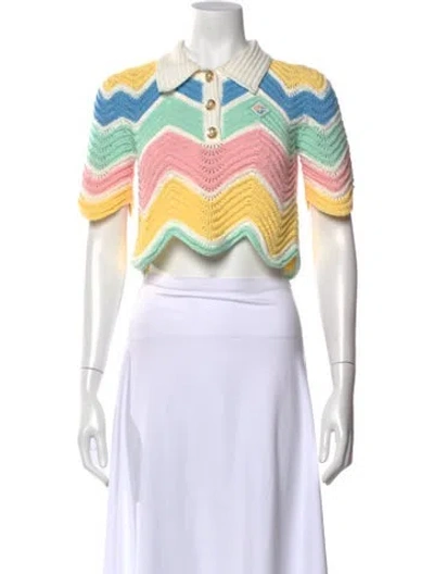 Pre-owned Casablanca 2022 Striped Polo In Neutral