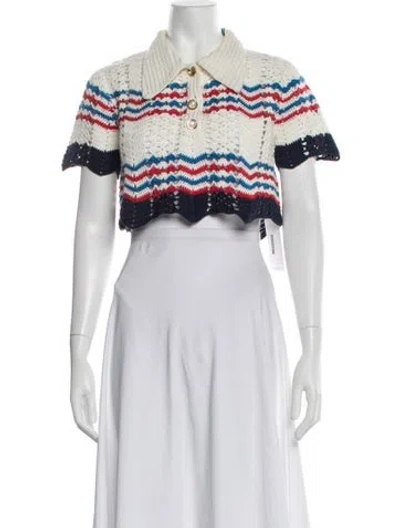Pre-owned Casablanca 2022 Striped Polo In White