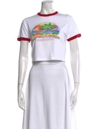 Pre-owned Casablanca 2023 'casa Phantastica' Crop Top W/ Tags In Pink