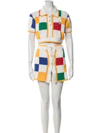 Pre-owned Casablanca 2023 Crochet Skirt Set W/ Tags In White
