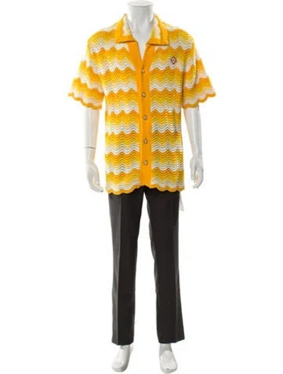 Pre-owned Casablanca 2023 Faux Pearl Accents Cardigan W/ Tags In Orange