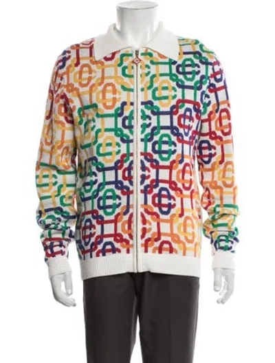 Pre-owned Casablanca 2023 Graphic Print Cardigan In White