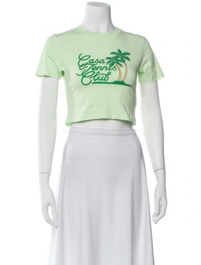 Pre-owned Casablanca 2023 Graphic Print Crop Top In Green