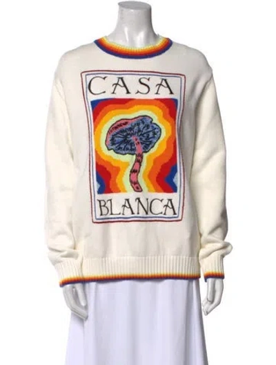 Pre-owned Casablanca 2023 Graphic Print Sweater In White