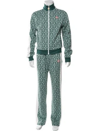 Pre-owned Casablanca 2023 Monogram Pattern Pajama Bottoms In Green