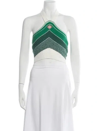 Pre-owned Casablanca 2023 Striped Crop Top W/ Tags In Green