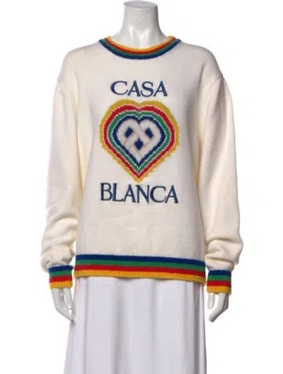 Pre-owned Casablanca 2023 Virgin Wool Sweater In White