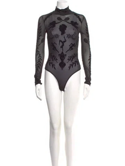 Pre-owned Casablanca 2024 Devore Bodysuit W/ Tags In Black