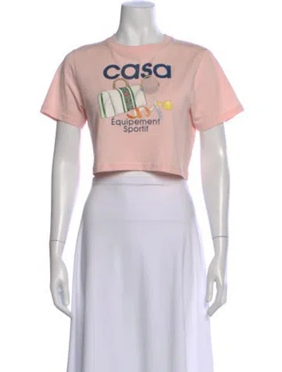 Pre-owned Casablanca 2024 Graphic Print Crop Top In Pink
