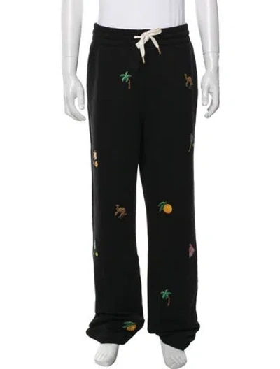 Pre-owned Casablanca 2024 Graphic Print Lounge Bottoms In Black