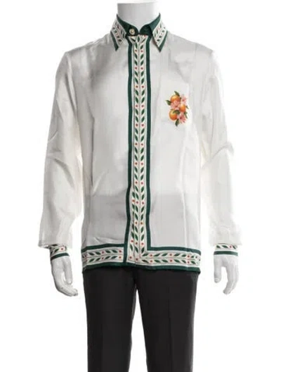 Pre-owned Casablanca 2024 Oranges En Fleur Shirt W/ Tags In White