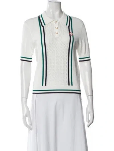 Pre-owned Casablanca 2024 Pointelle Tennis Polo W/ Tags In White